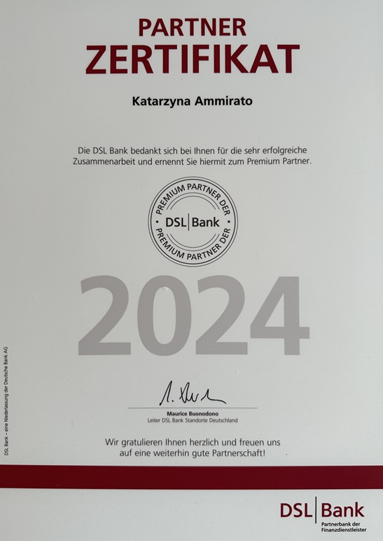Zertifikat der DSL Bank 2024